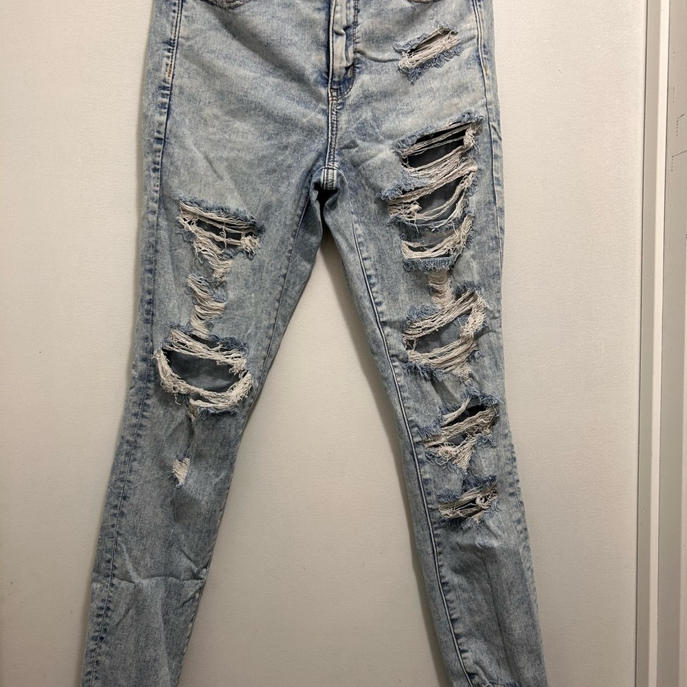 American Eagle Outfitters Ripped Light Blue Skinny Jeans